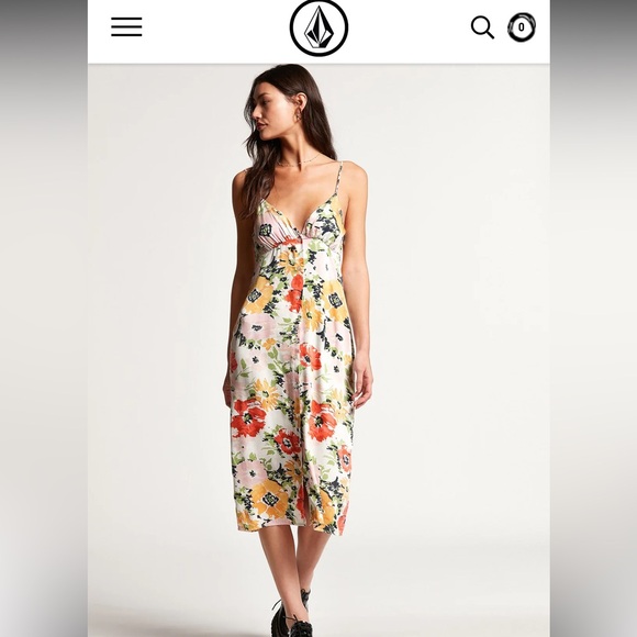 Volcom Surfbird Juniors Button Front Midi Dress - Picture 4 of 9